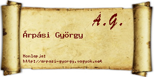 Árpási György névjegykártya