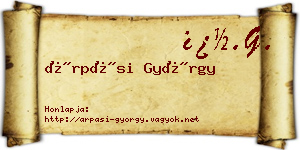 Árpási György névjegykártya